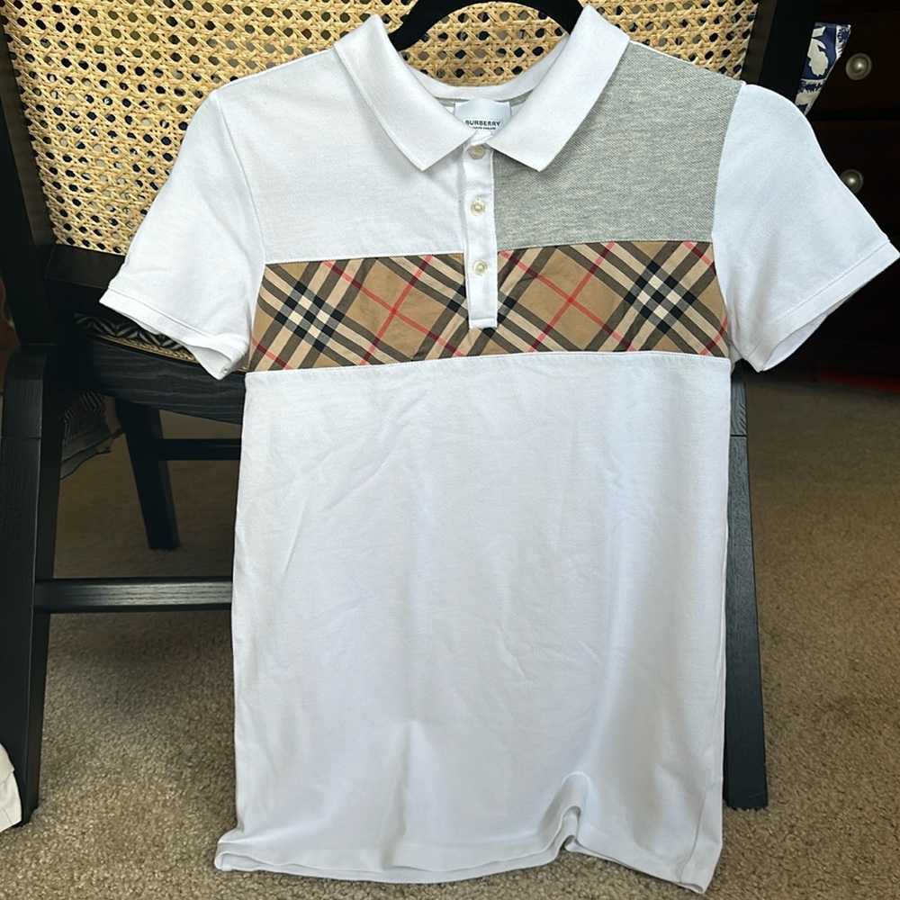 Burberry White With Vintage Check Polo Shirt
